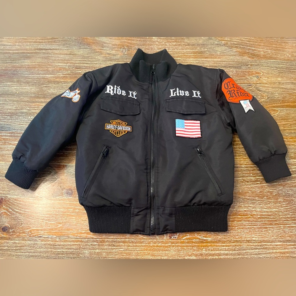 YOUTH HARLEY-DAVIDSON REVERSIBLE JACKET, LIVE IT, RIDE IT, SIZE 6